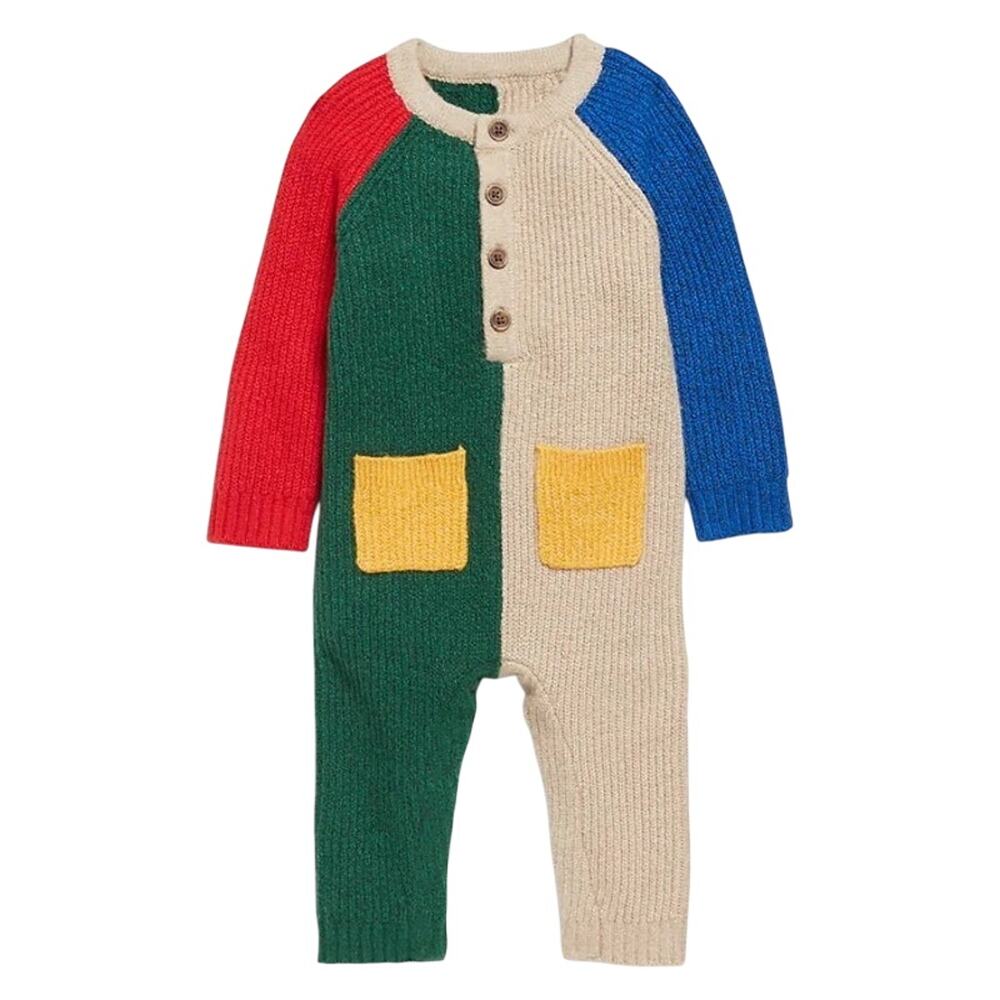 SoSoft Cozy Knit Color Block One Piece for Baby outfit 18-24 month vintage style